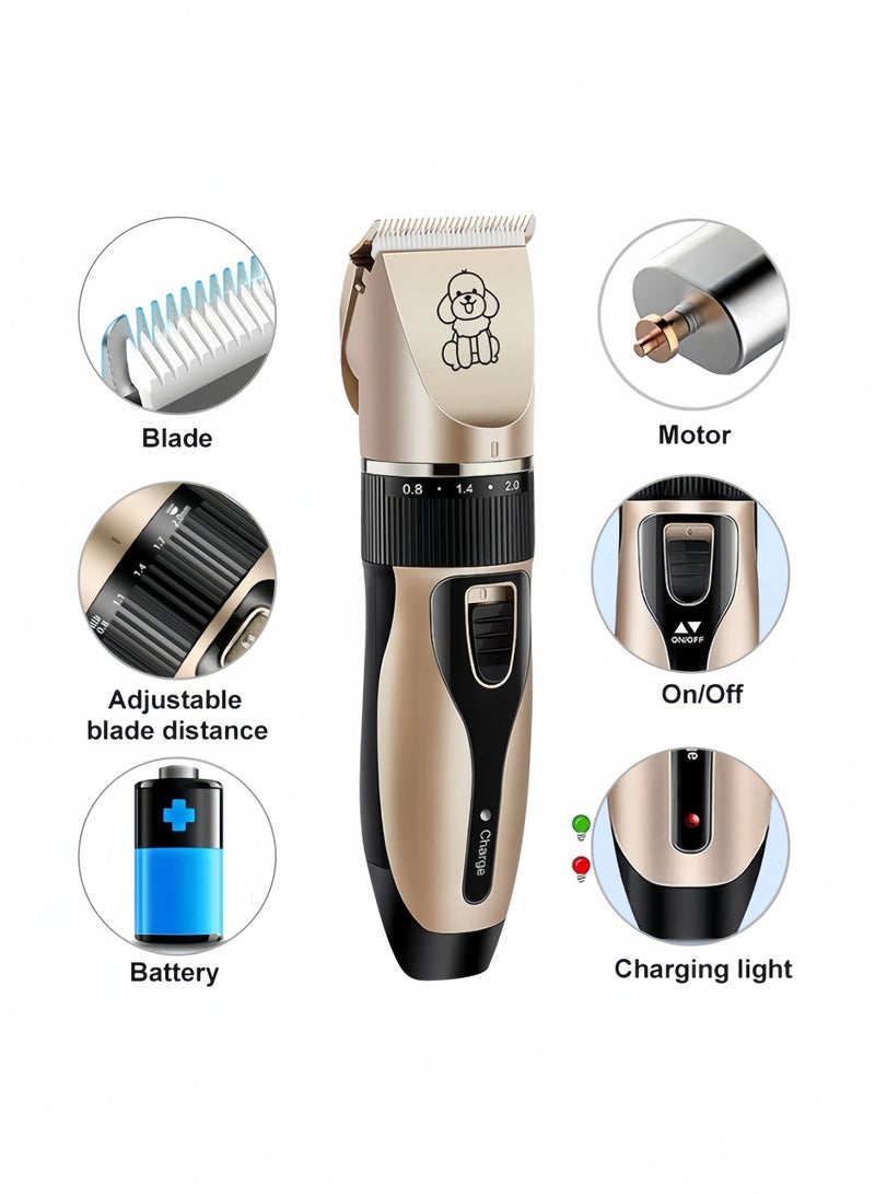 ​  مقص كهربائي متخصص للحيوانات الأليفة بـ 5 سرعات - شفرة قابلة للفك والغسيل، من سبائك التيتانيوم والسيراميك، قابل للتعديل 0.8-2.0 ملم للكلاب والقطط - Image 2